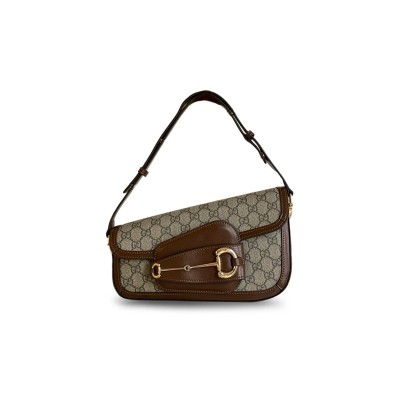 GUCCI HORSEBIT 1955 TEXTURED-LEATHER SHOULDER BAG 764155 (26.5*17*8cm)
